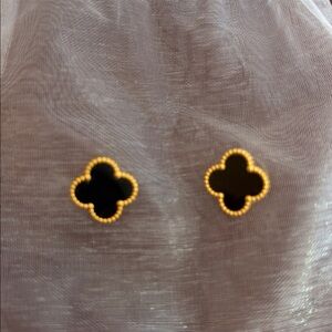 Black and Gold Stud Earrings